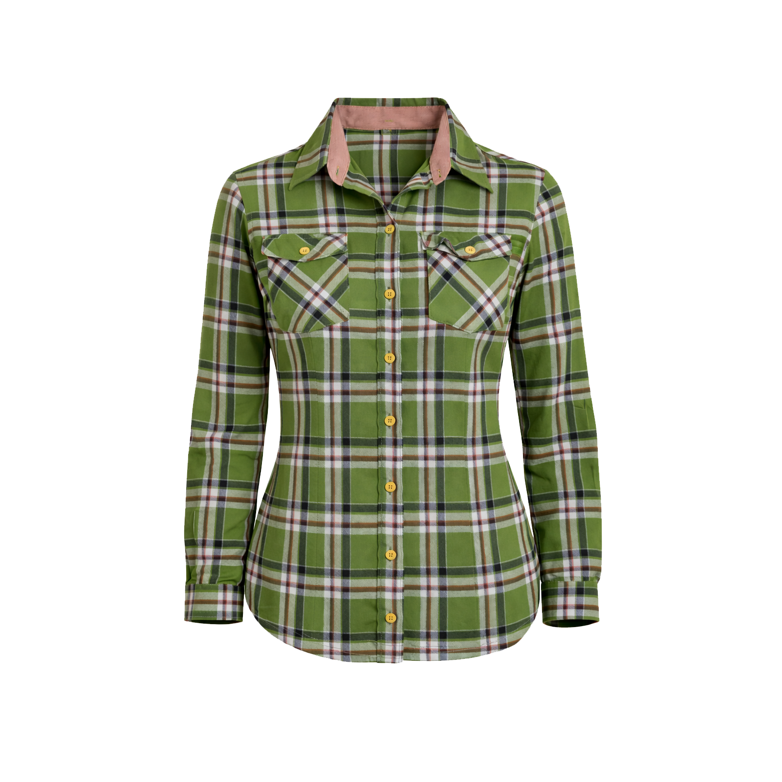 トップス NEUTRA 5-W feather chambray plaid W-ply Ladies-Flannel-Olive-Check.png